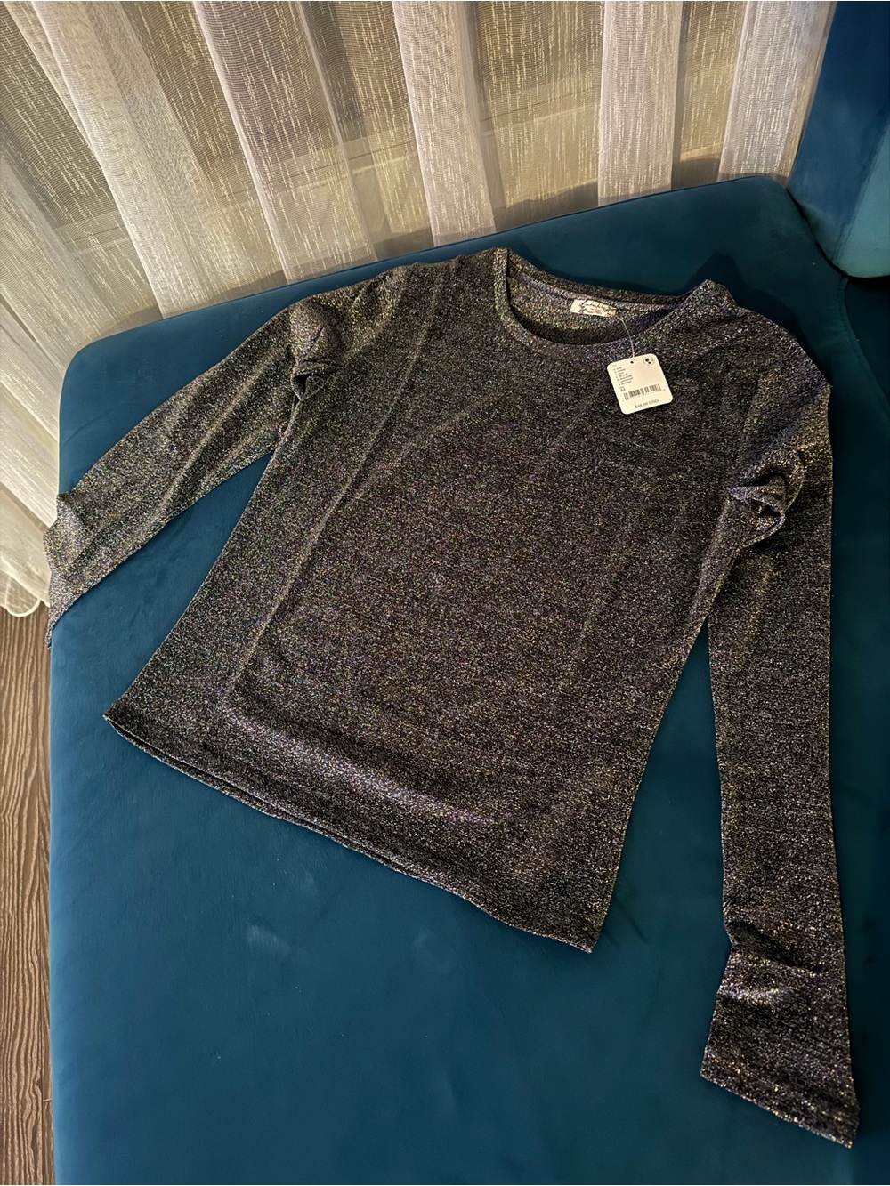 Metallic Sparkle Crewneck Sweater - Women's Gray